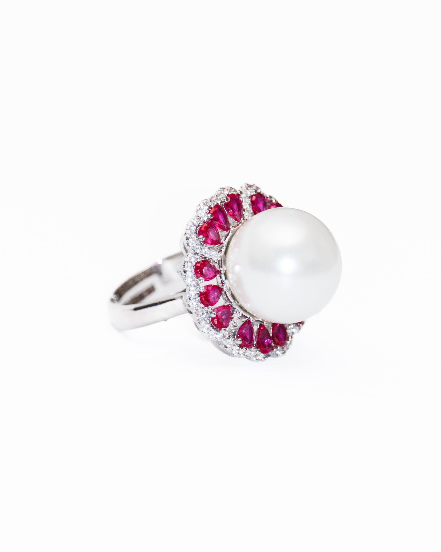 PINK HALO PEARL COCKTAIL RING