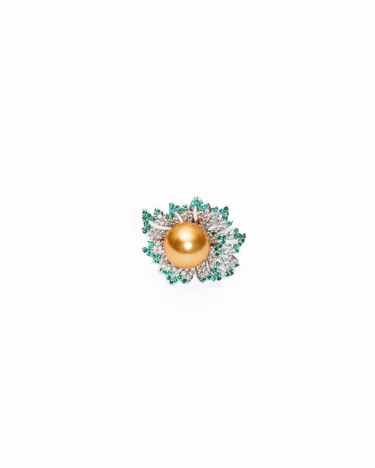 FLORAL HALO PEARL COCKTAIL RING