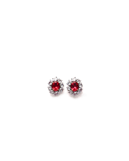 RED HALO STUD EARRINGS