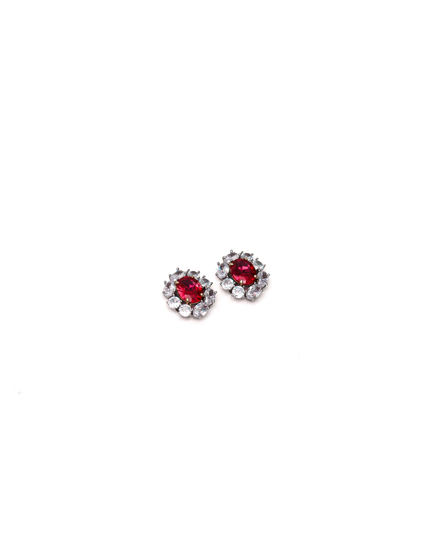 RED HALO STUD EARRINGS