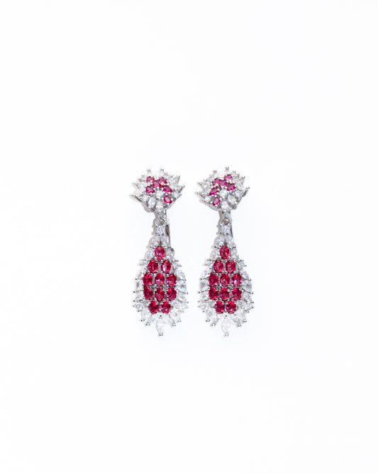 MULBERRY RED HALO DROP EARRINGS