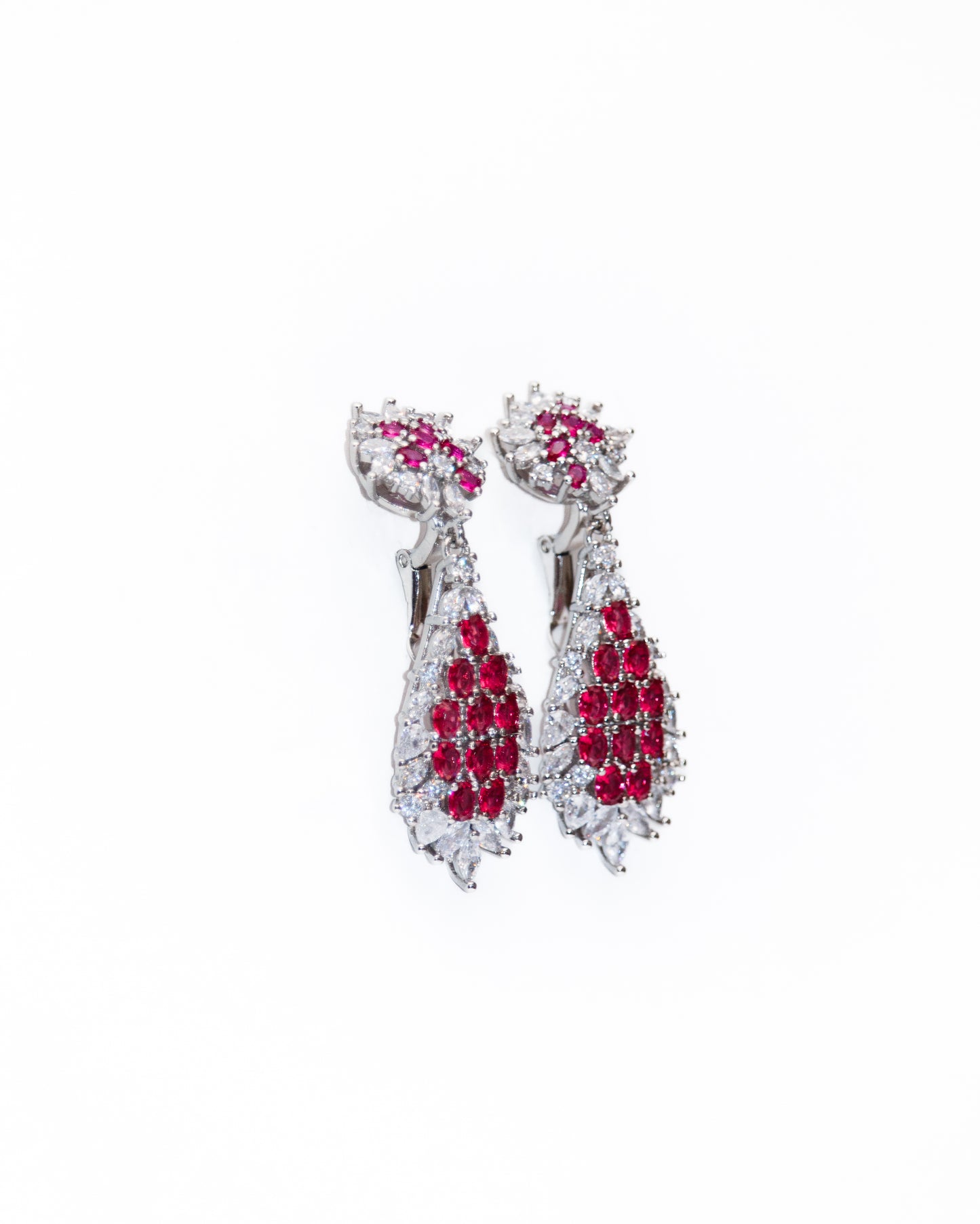 MULBERRY RED HALO DROP EARRINGS