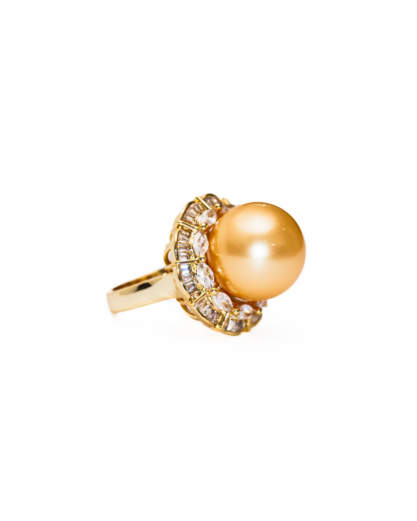 DARK GOLDEN PEARL COCKTAIL RING