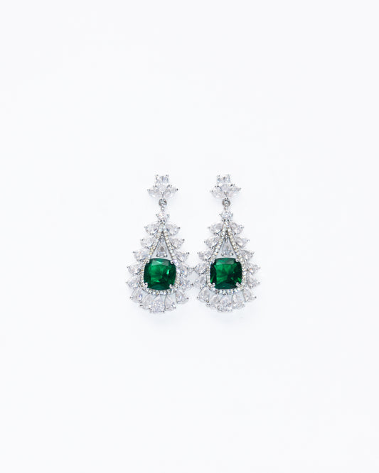 HELIO GREEN PEAR DROP HALO  EARRINGS