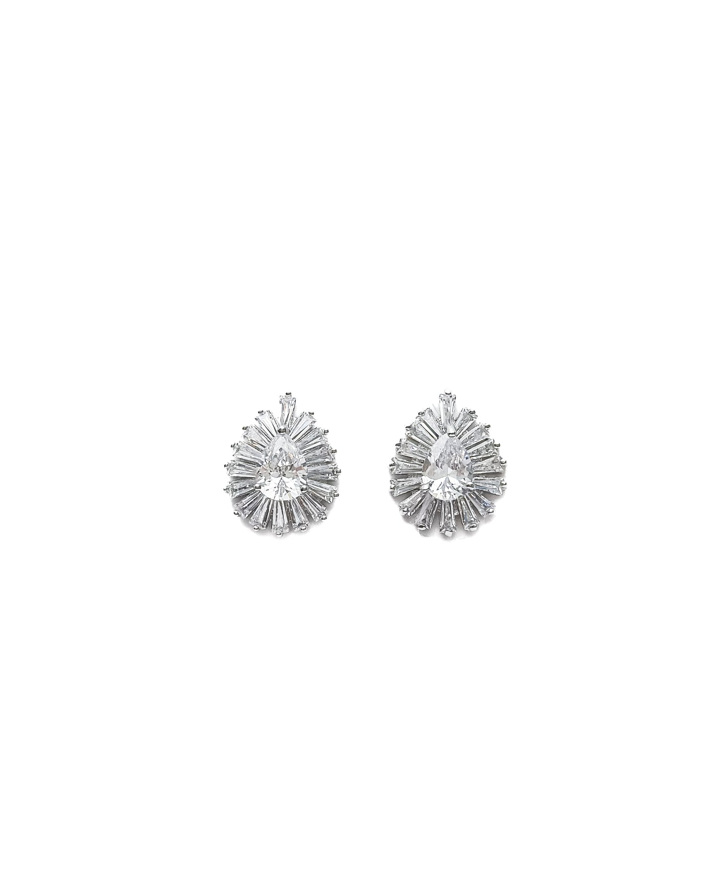 PEAR DROP HALO STUDS