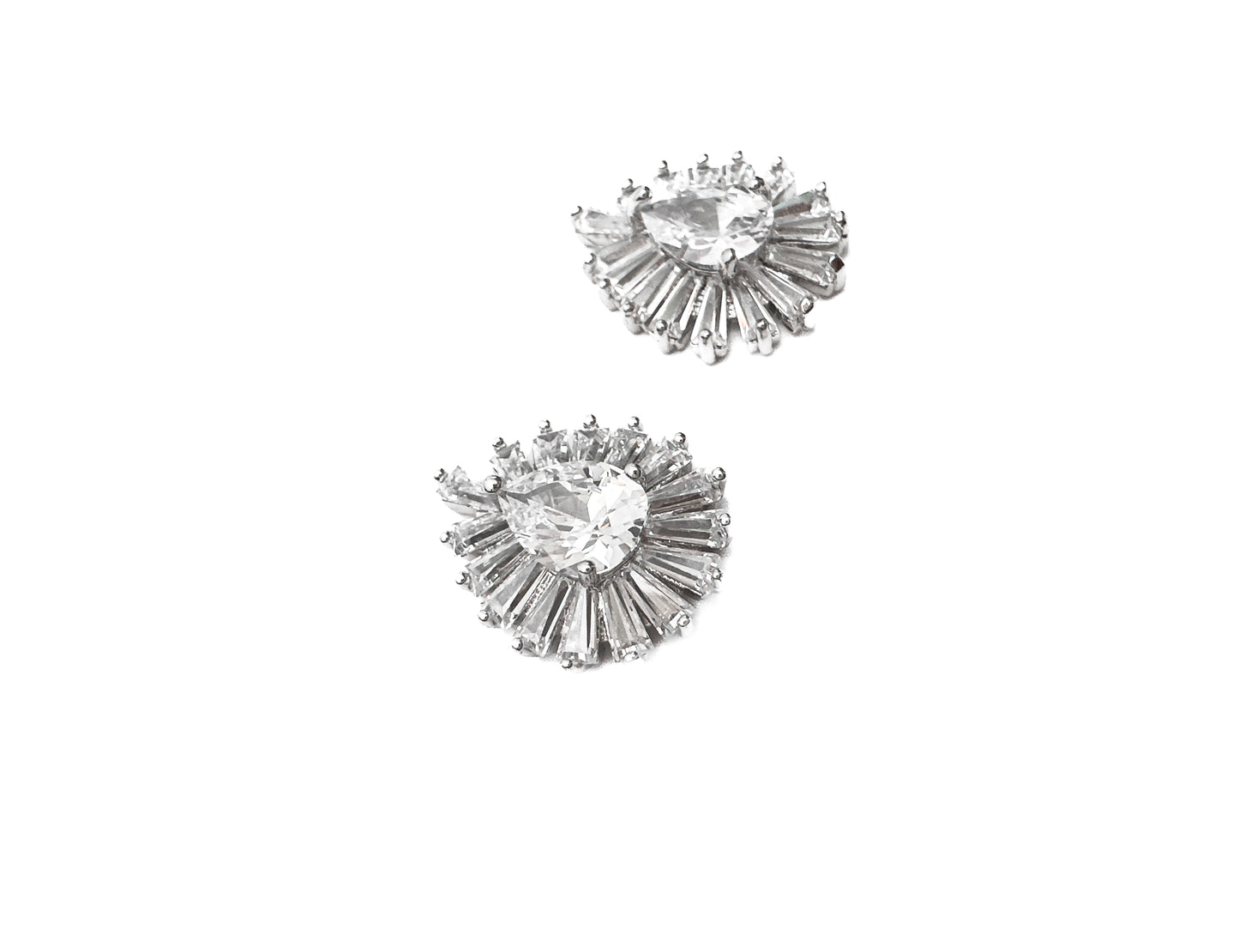 PEAR DROP HALO STUDS