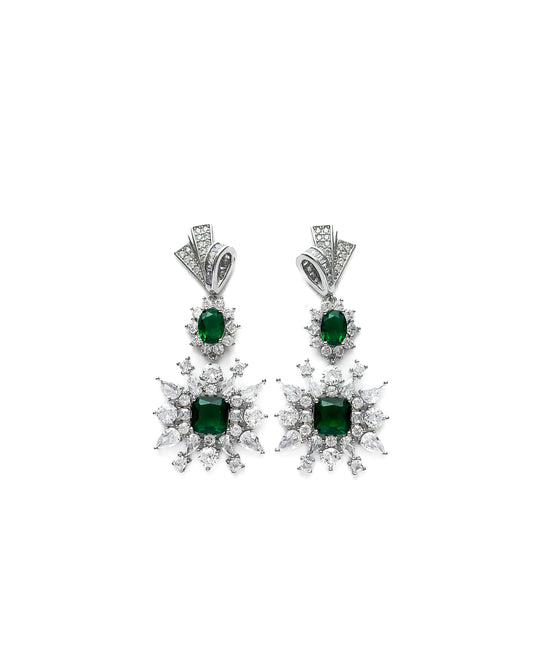 BEJEWELLED GREEN CHANDELIER  EARRINGS