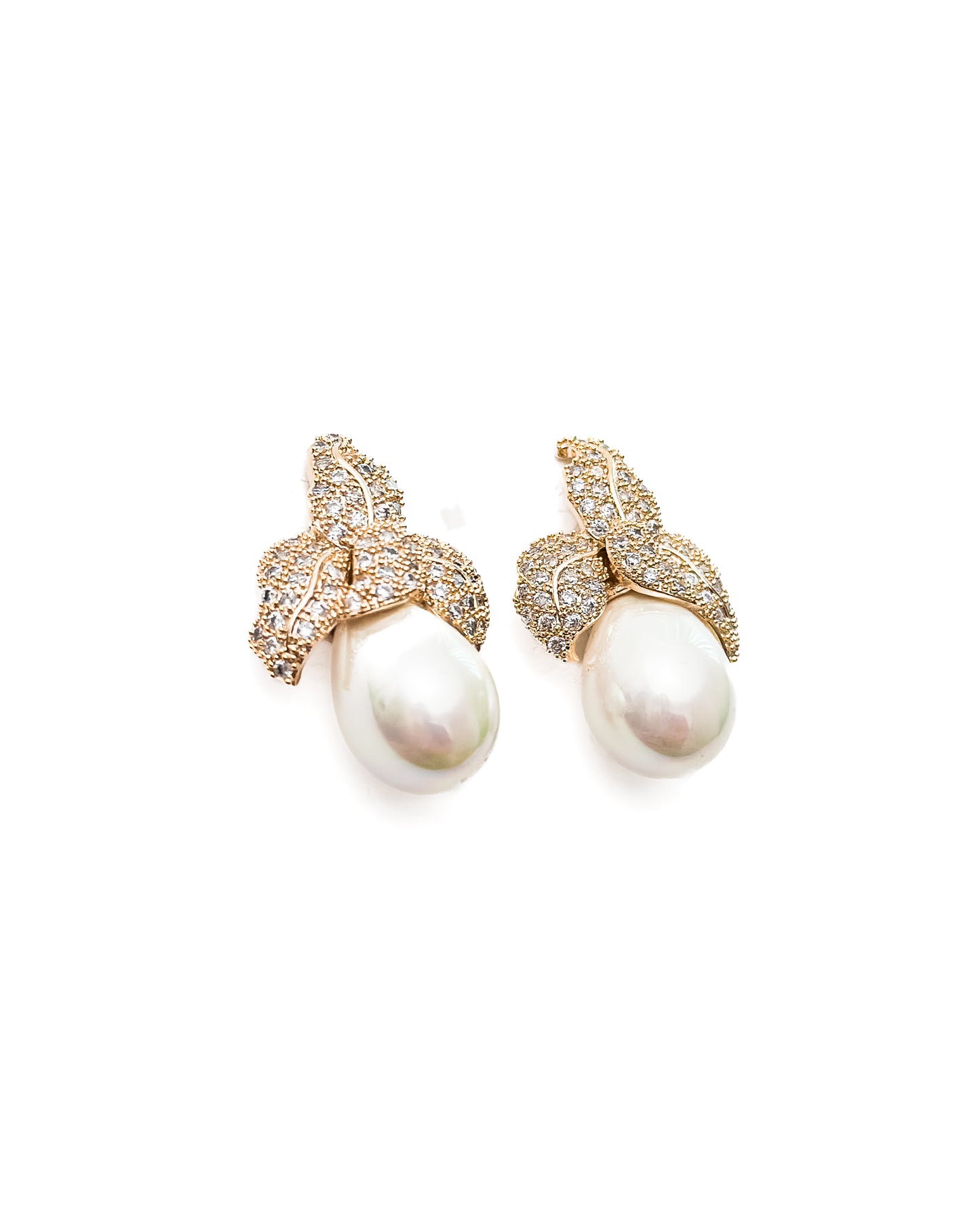 PAVE SET PEARL STUDS