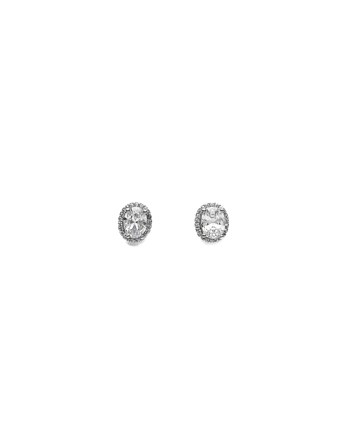 OVAL  HALO STUD EARRINGS