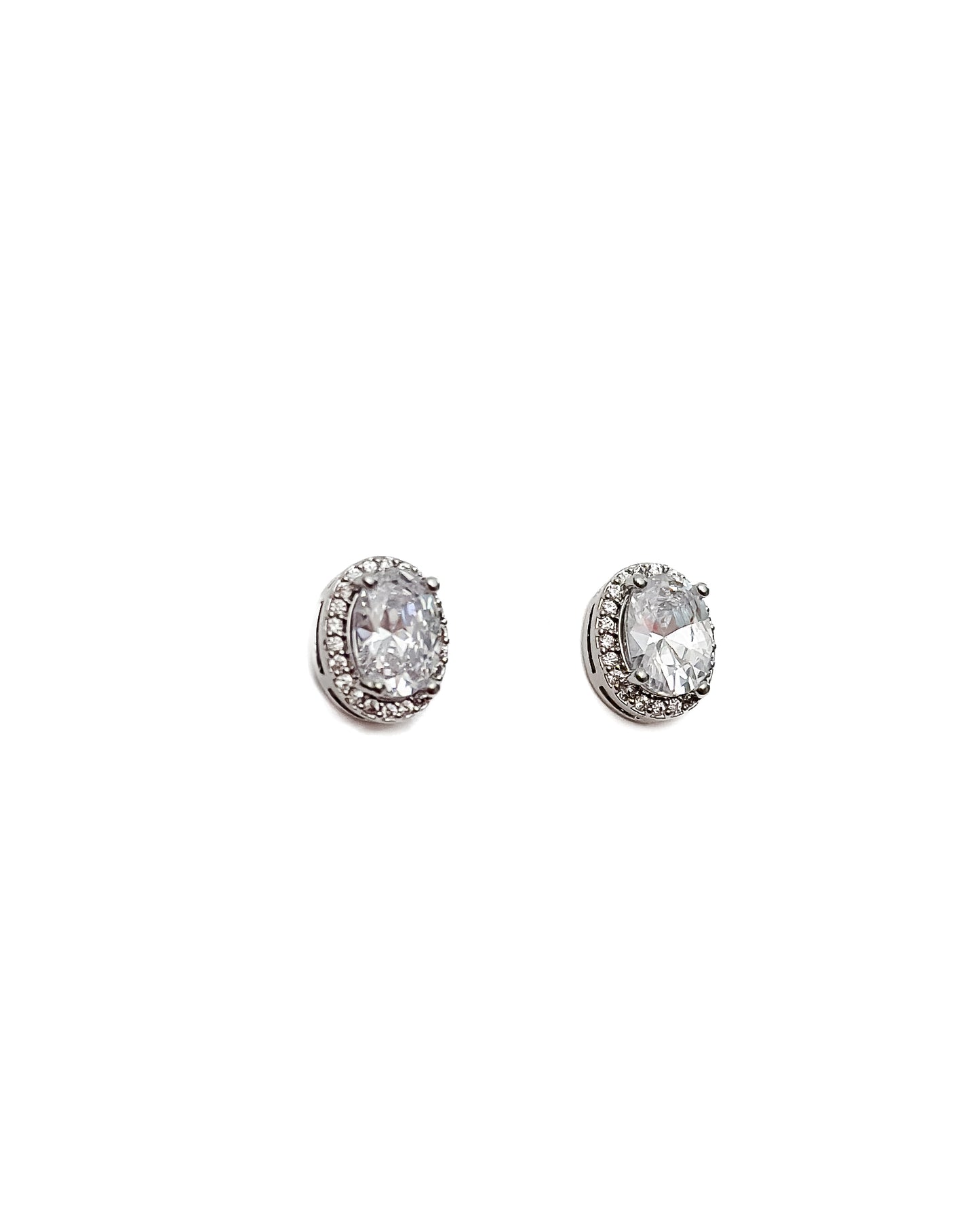 OVAL  HALO STUD EARRINGS