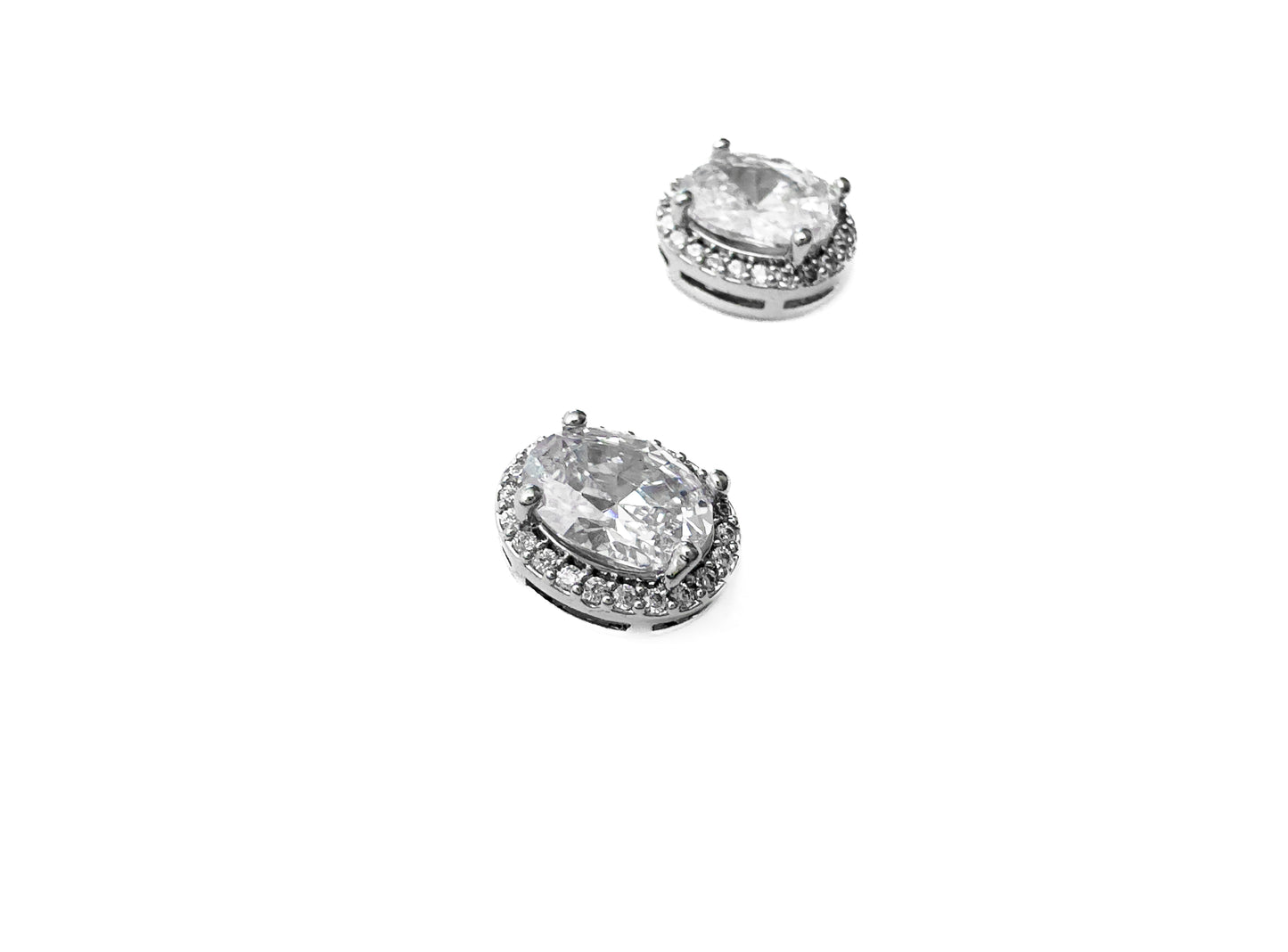 OVAL  HALO STUD EARRINGS