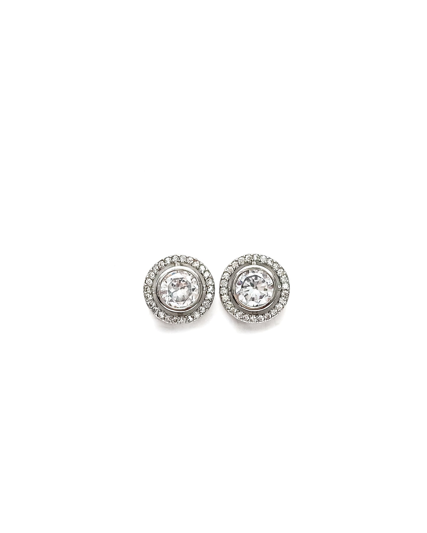 ROUND HALO STUD EARRINGS