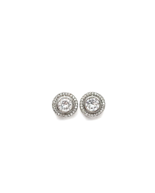 ROUND HALO STUD EARRINGS