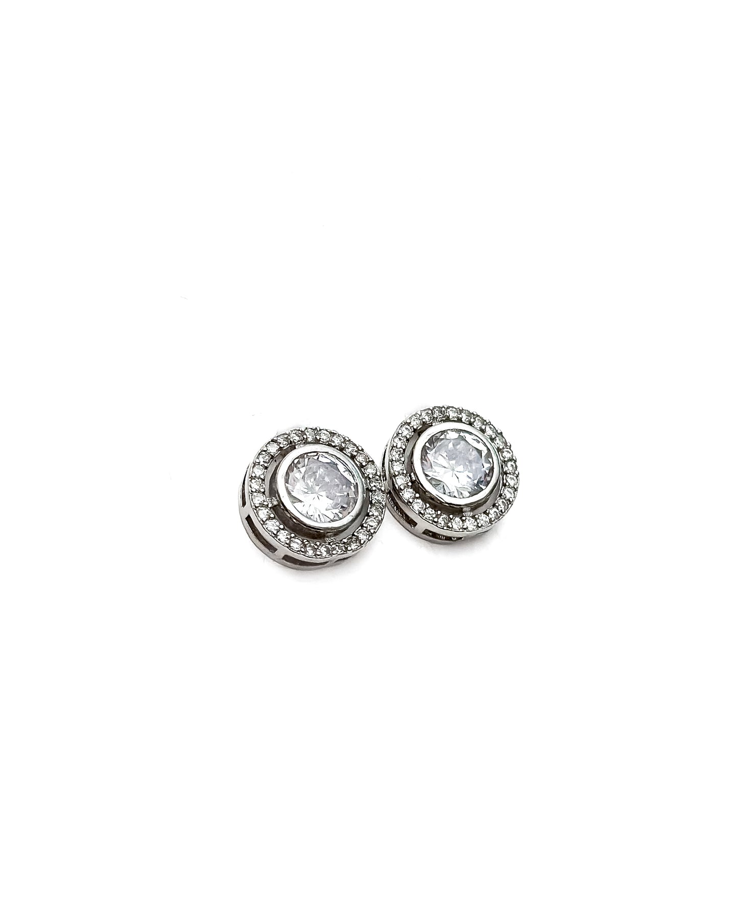 ROUND HALO STUD EARRINGS