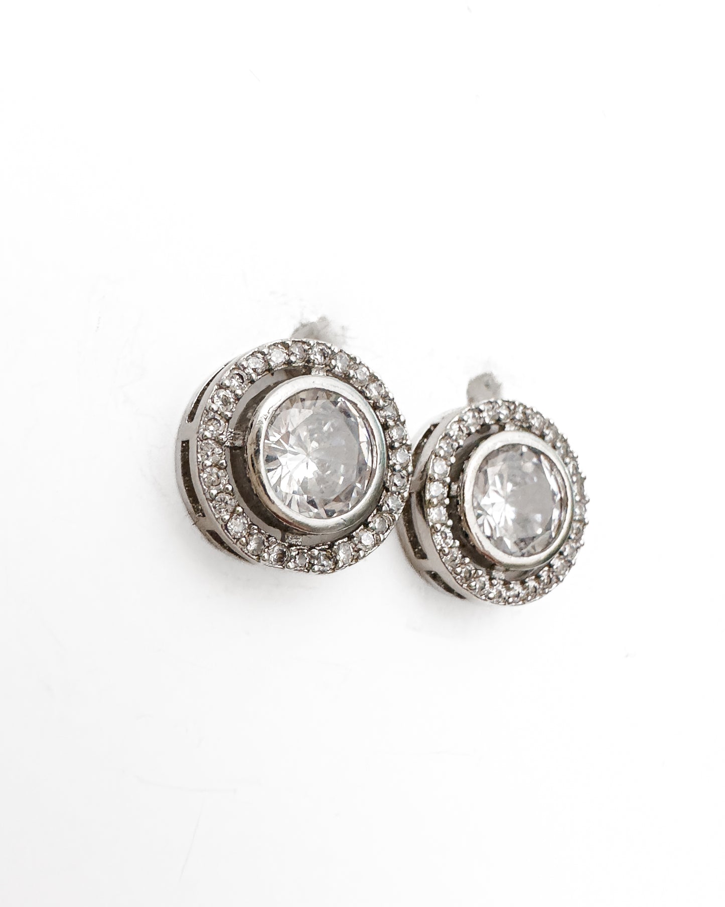 ROUND HALO STUD EARRINGS