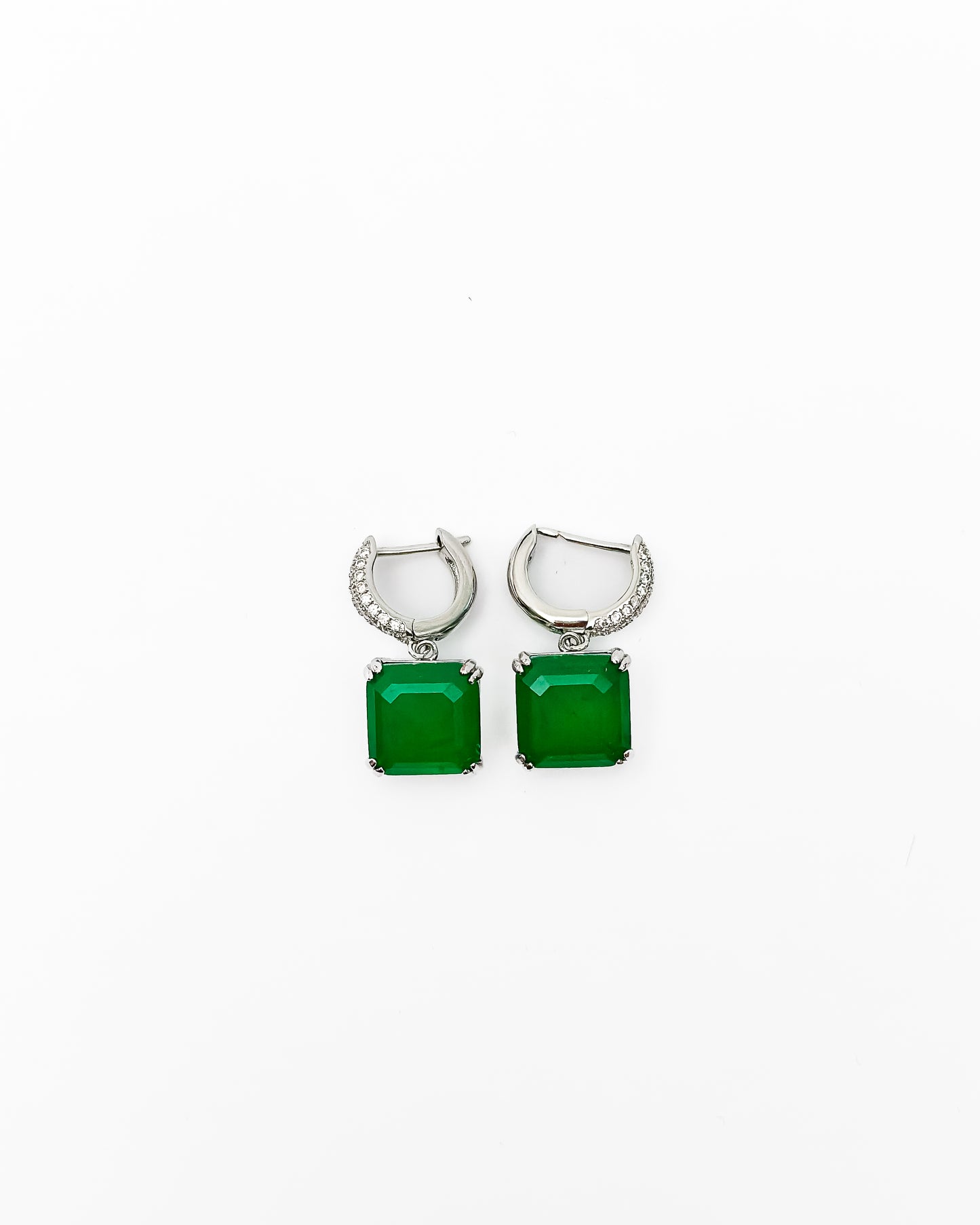 BEJEWELLED HELIO GREEN HOOP EARRINGS