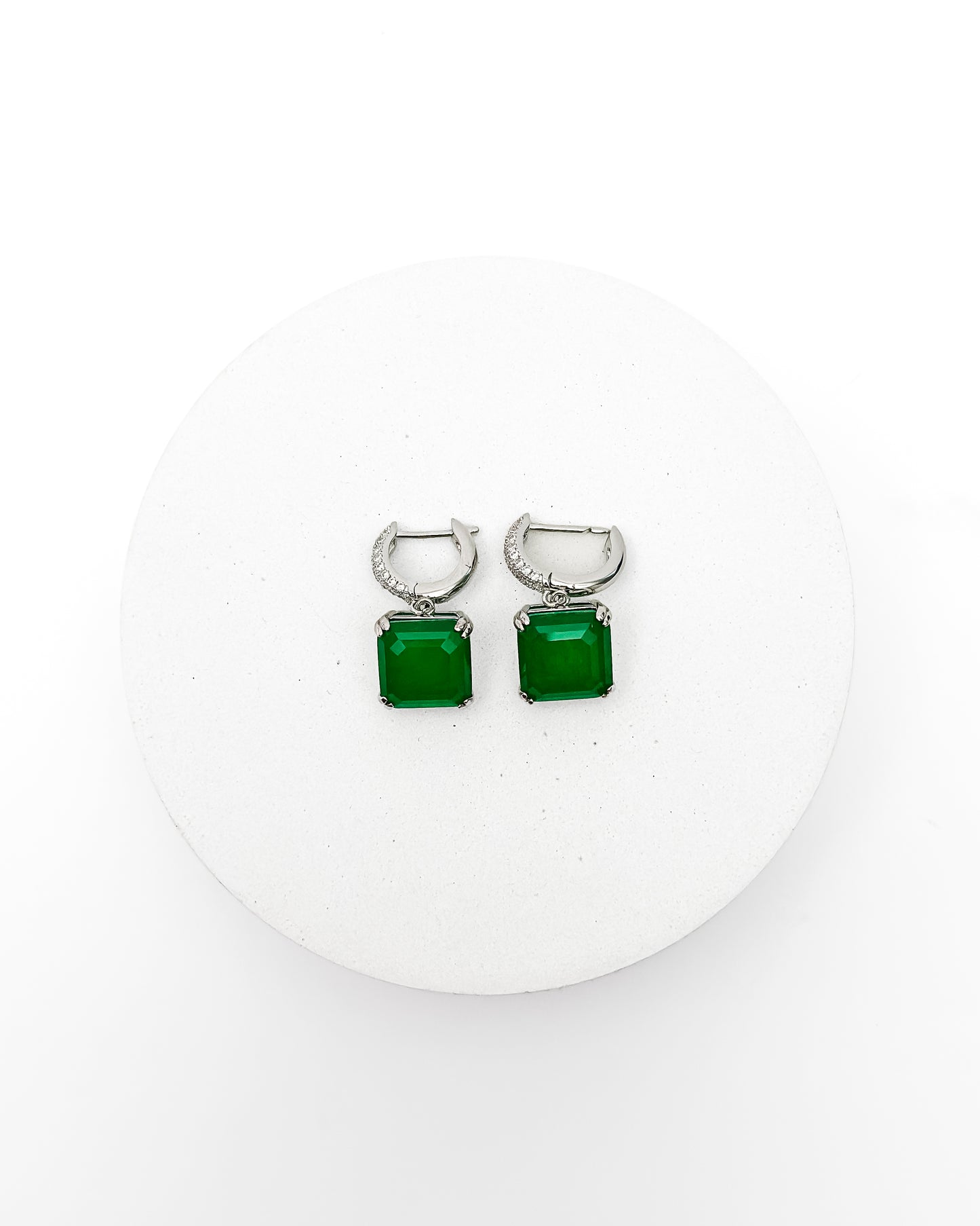 BEJEWELLED HELIO GREEN HOOP EARRINGS