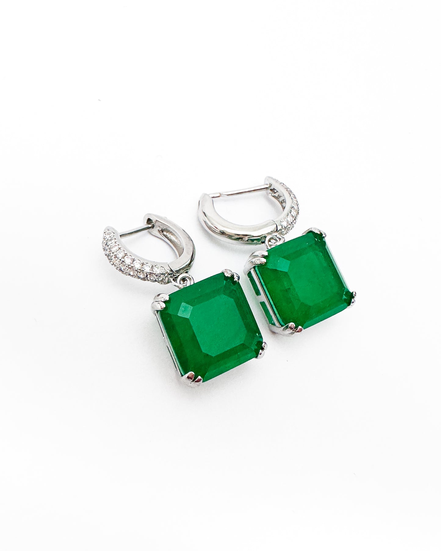 BEJEWELLED HELIO GREEN HOOP EARRINGS