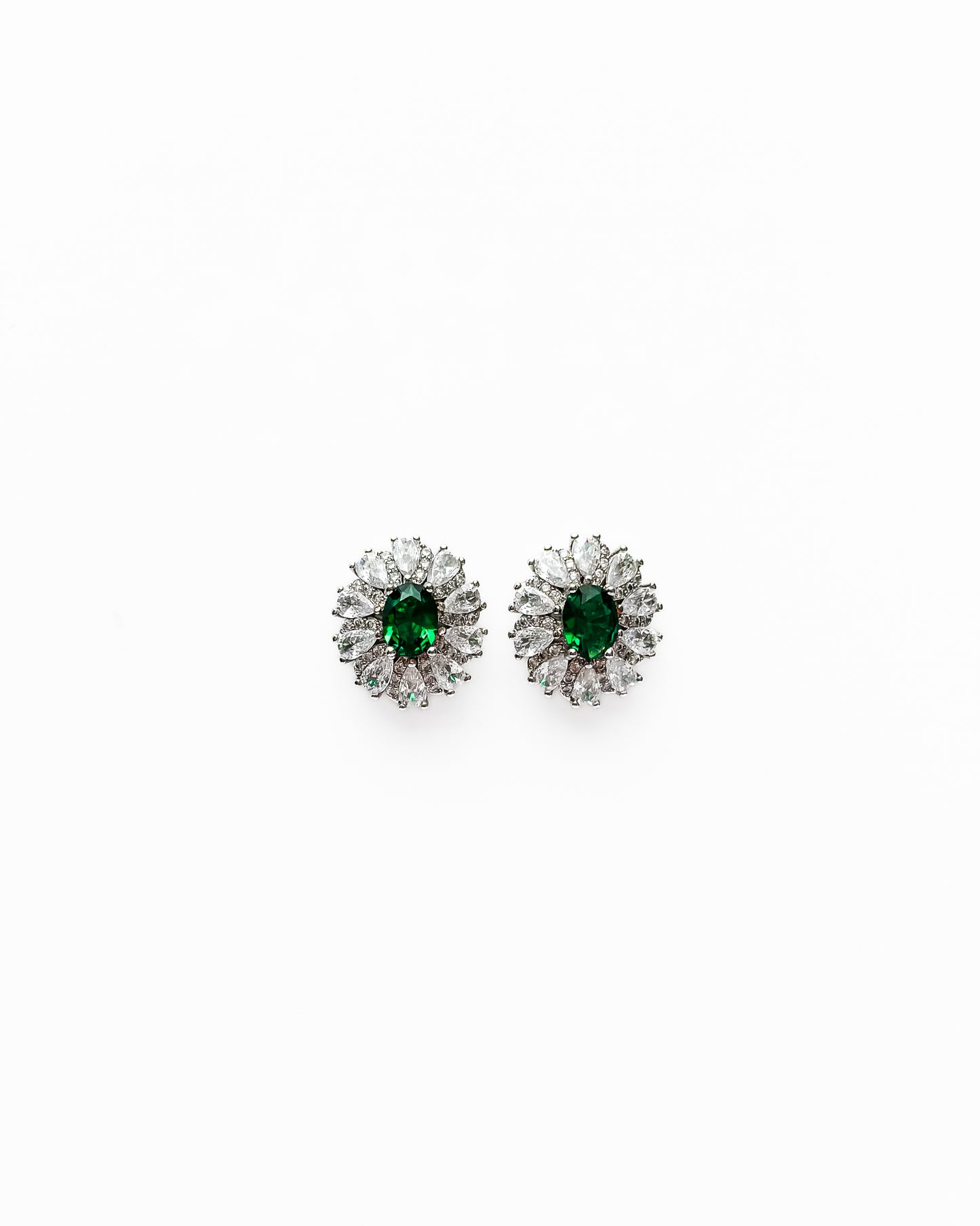 HELIO GREEN OVAL HALO EARRINGS