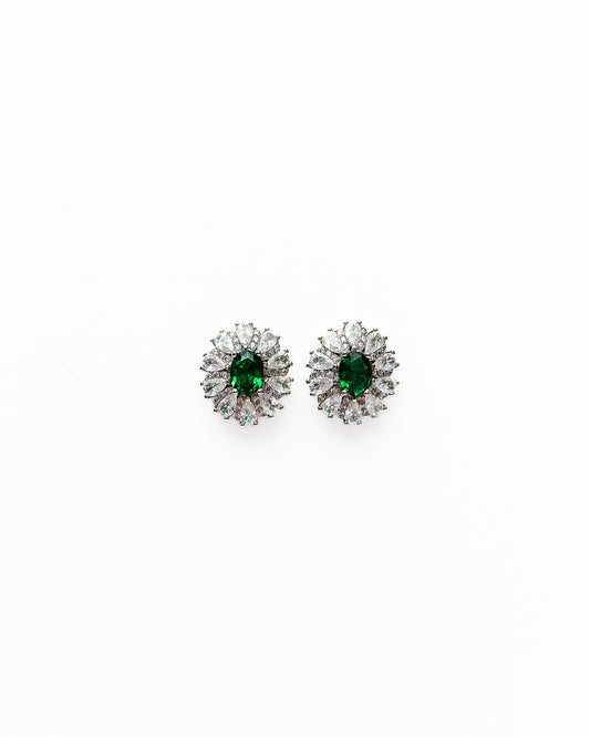 HELIO GREEN OVAL HALO EARRINGS